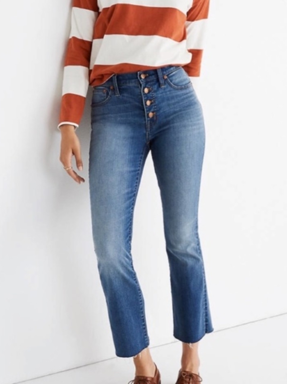 Madewell Cali Demi-Boot cropped Jeans with button-fly Columbus Wash